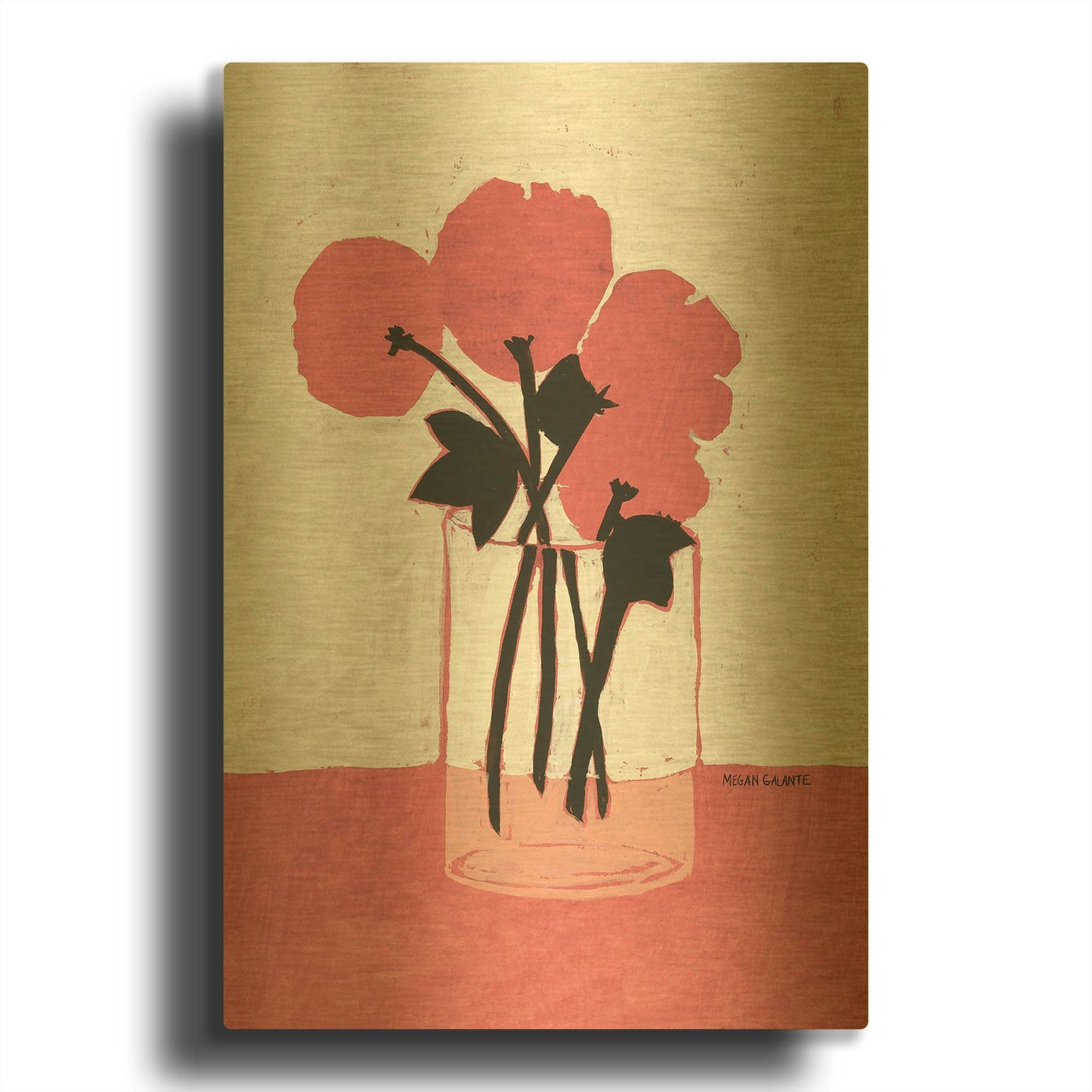 'Poppy Vase' By Megan Galante Gold Metal Wall Art