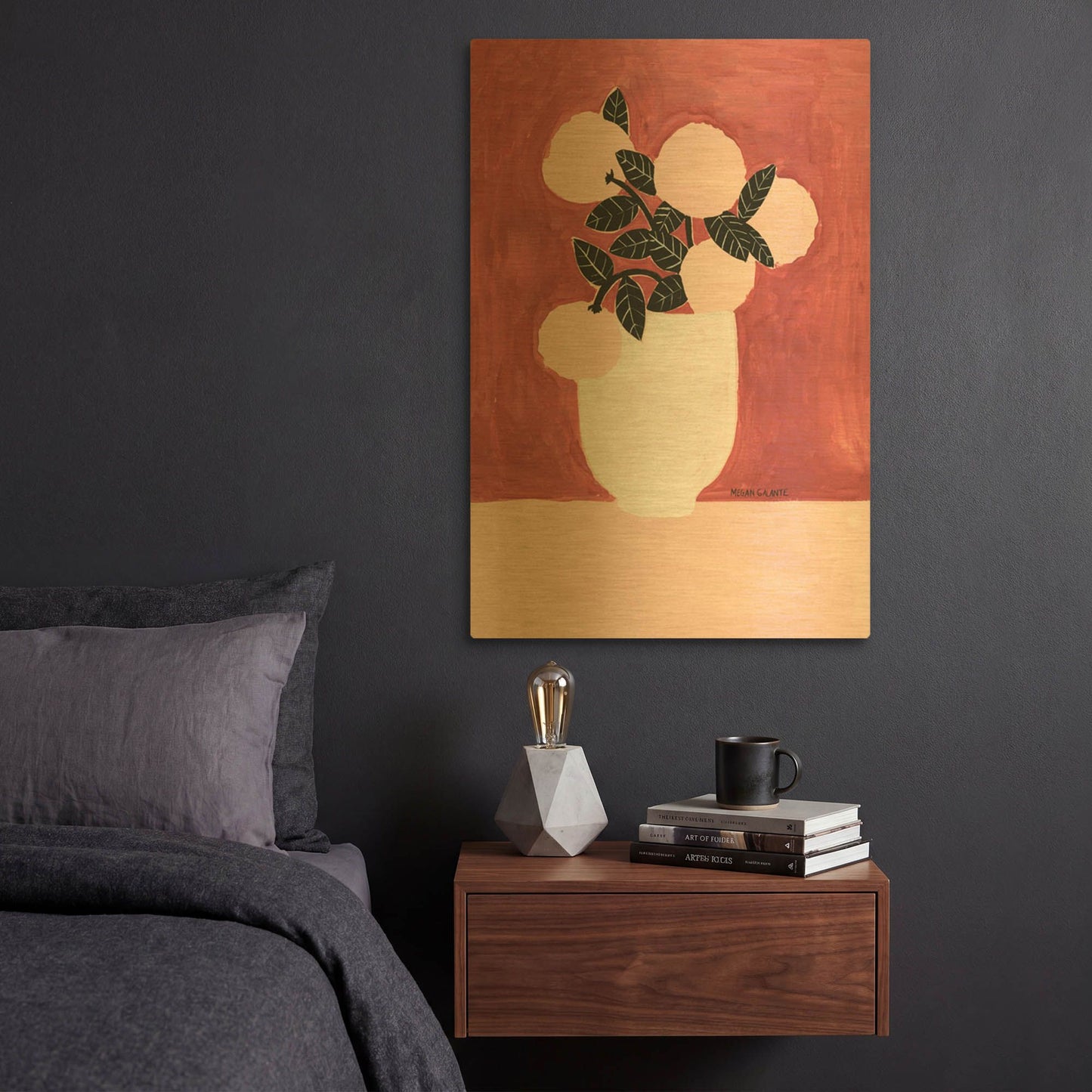'Posy Vase' By Megan Galante Gold Metal Wall Art