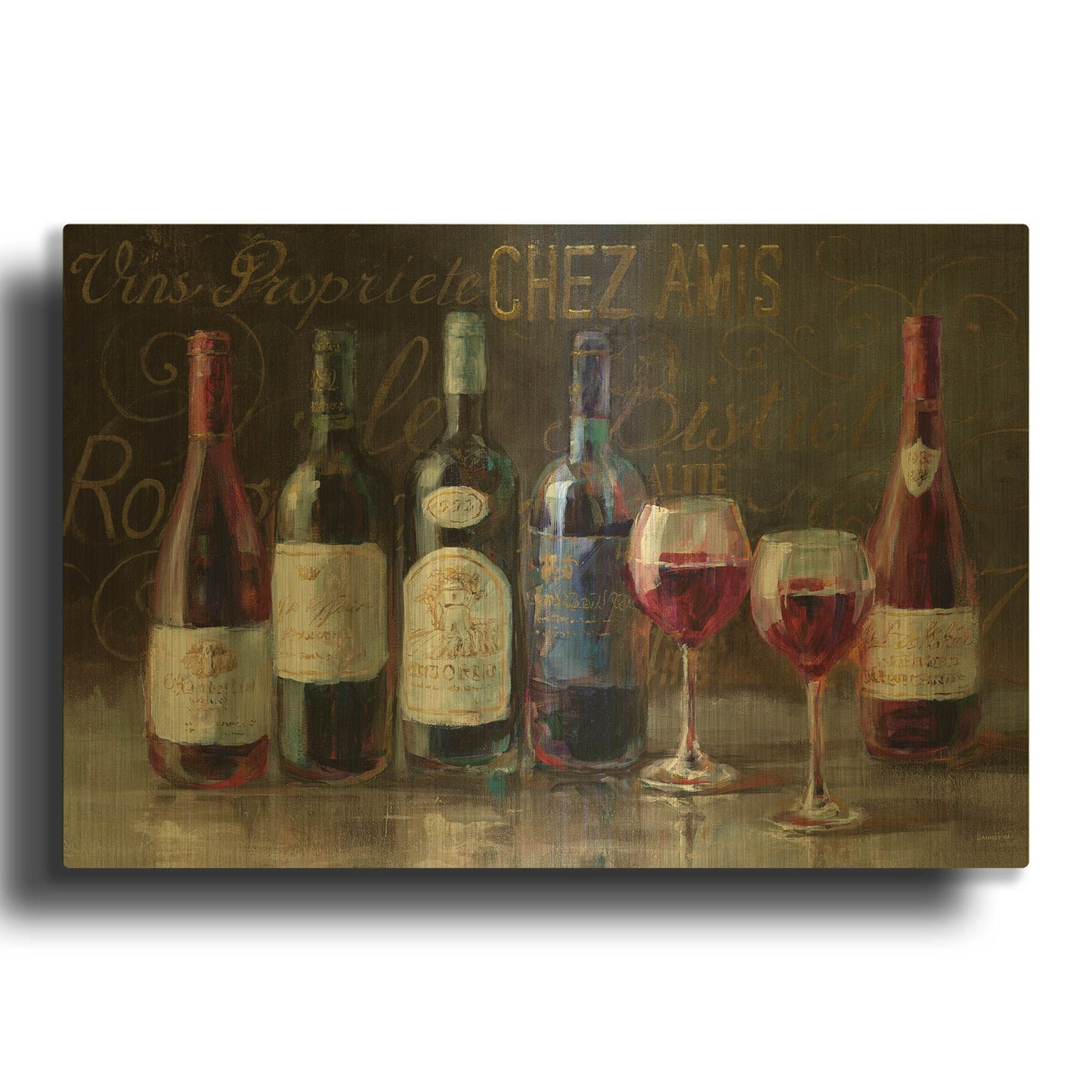 'Bistro Reds v.2 Crop' By Danhui Nai Gold Metal Wall Art