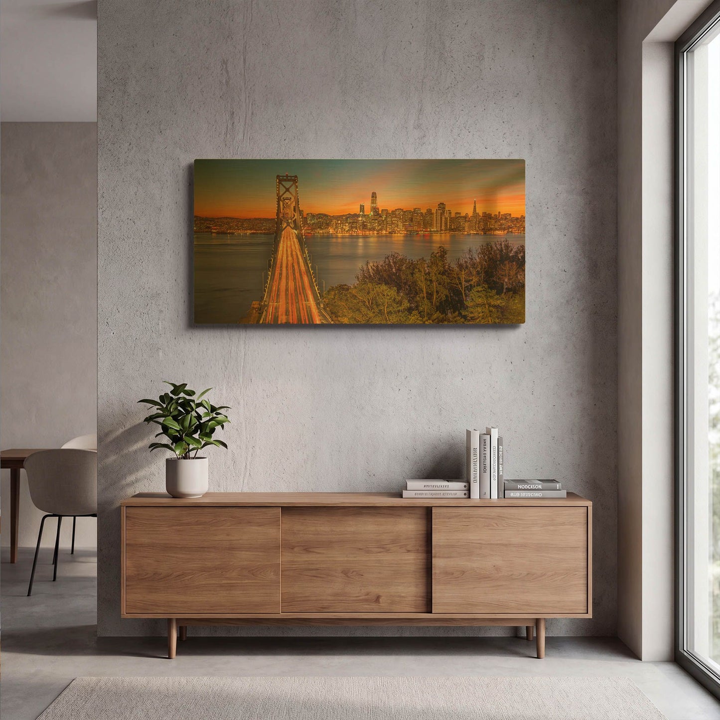 'Bay Bridge and Evening Commute' By John Gavrilis Gold Metal Wall Art