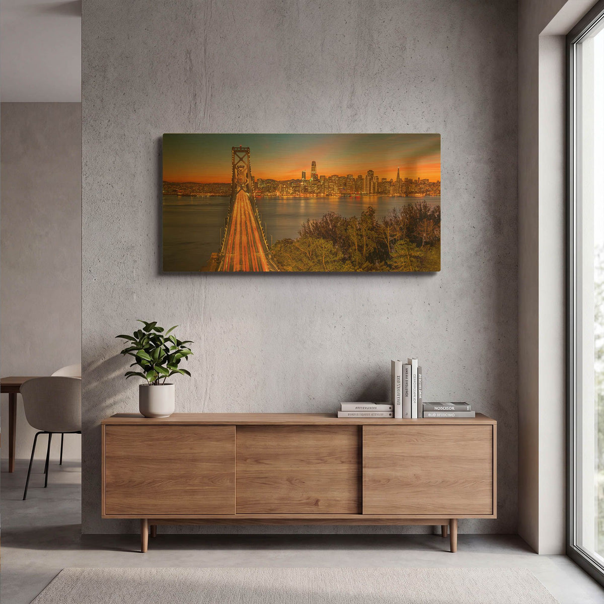 'Bay Bridge and Evening Commute' By John Gavrilis Gold Metal Wall Art