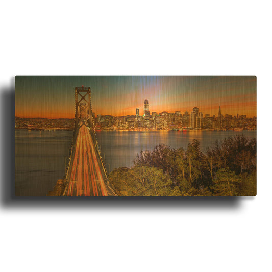 'Bay Bridge and Evening Commute' By John Gavrilis Gold Metal Wall Art