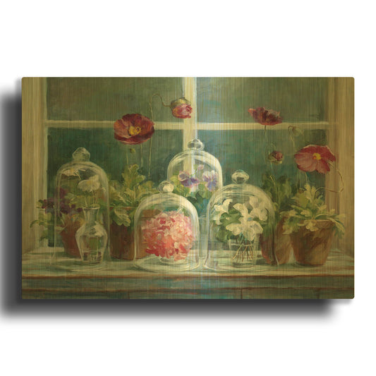 'Purple Poppies Windowsill Crop' By Danhui Nai Gold Metal Wall Art