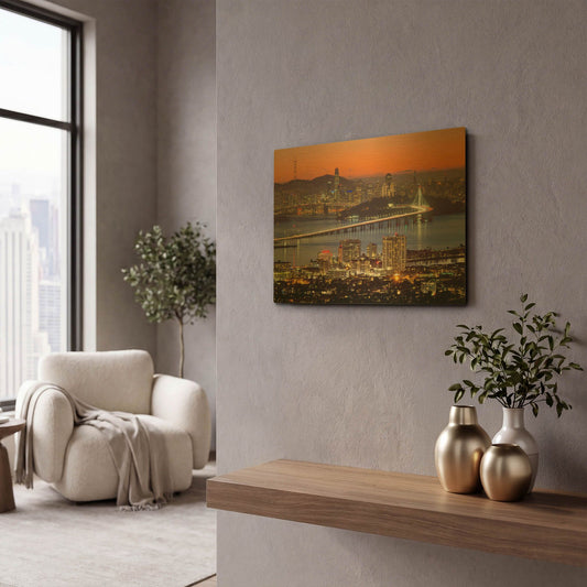 'Bay Bridge from Berkeley' By John Gavrilis Gold Metal Wall Art