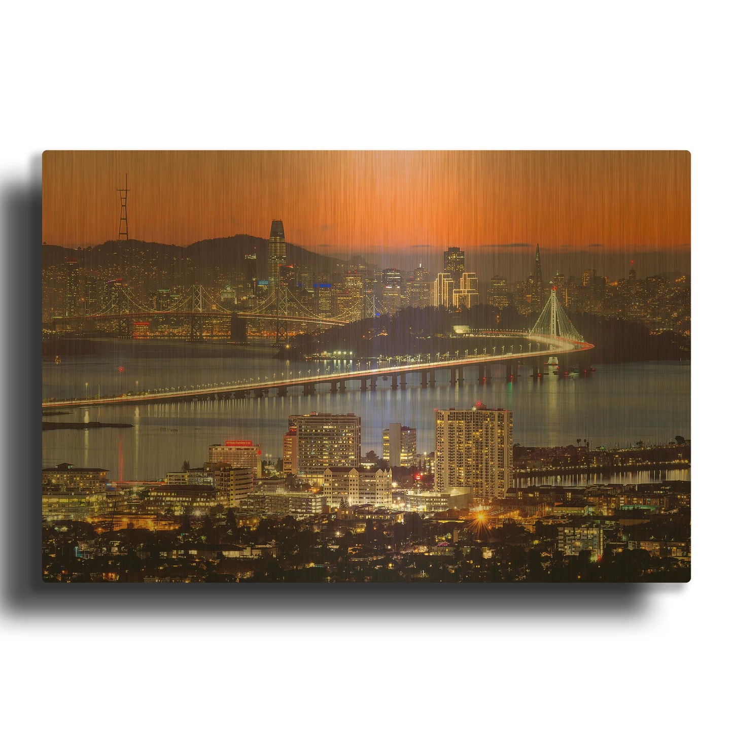 'Bay Bridge from Berkeley' By John Gavrilis Gold Metal Wall Art