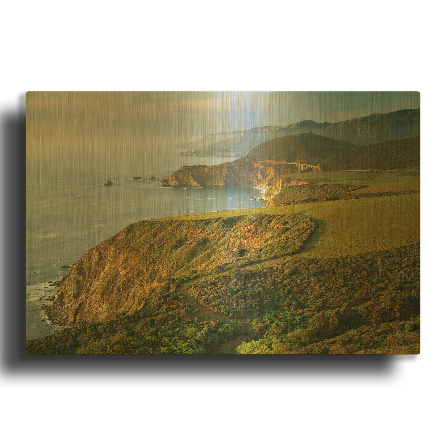 'Bixby Bridge' By John Gavrilis Gold Metal Wall Art