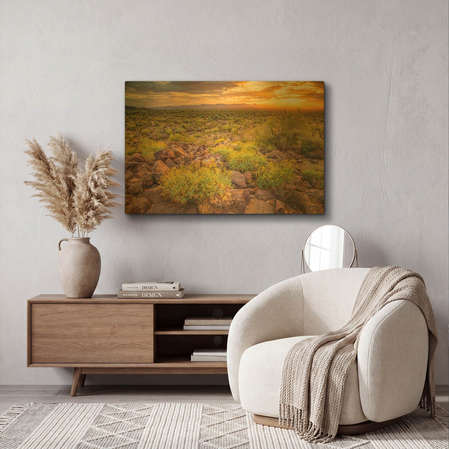 'Brittlebush Sunset' By John Gavrilis Gold Metal Wall Art