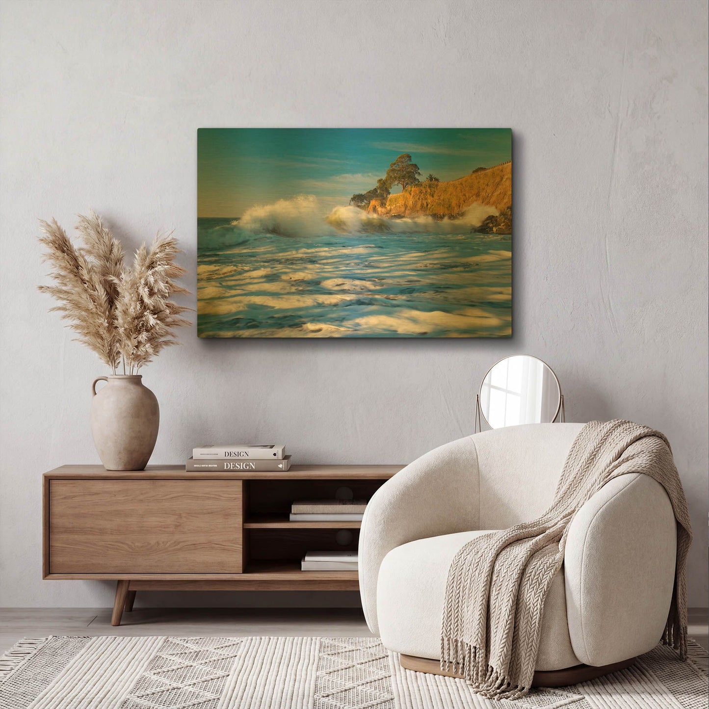 'Capitola Cliffs & Waves' By John Gavrilis Gold Metal Wall Art