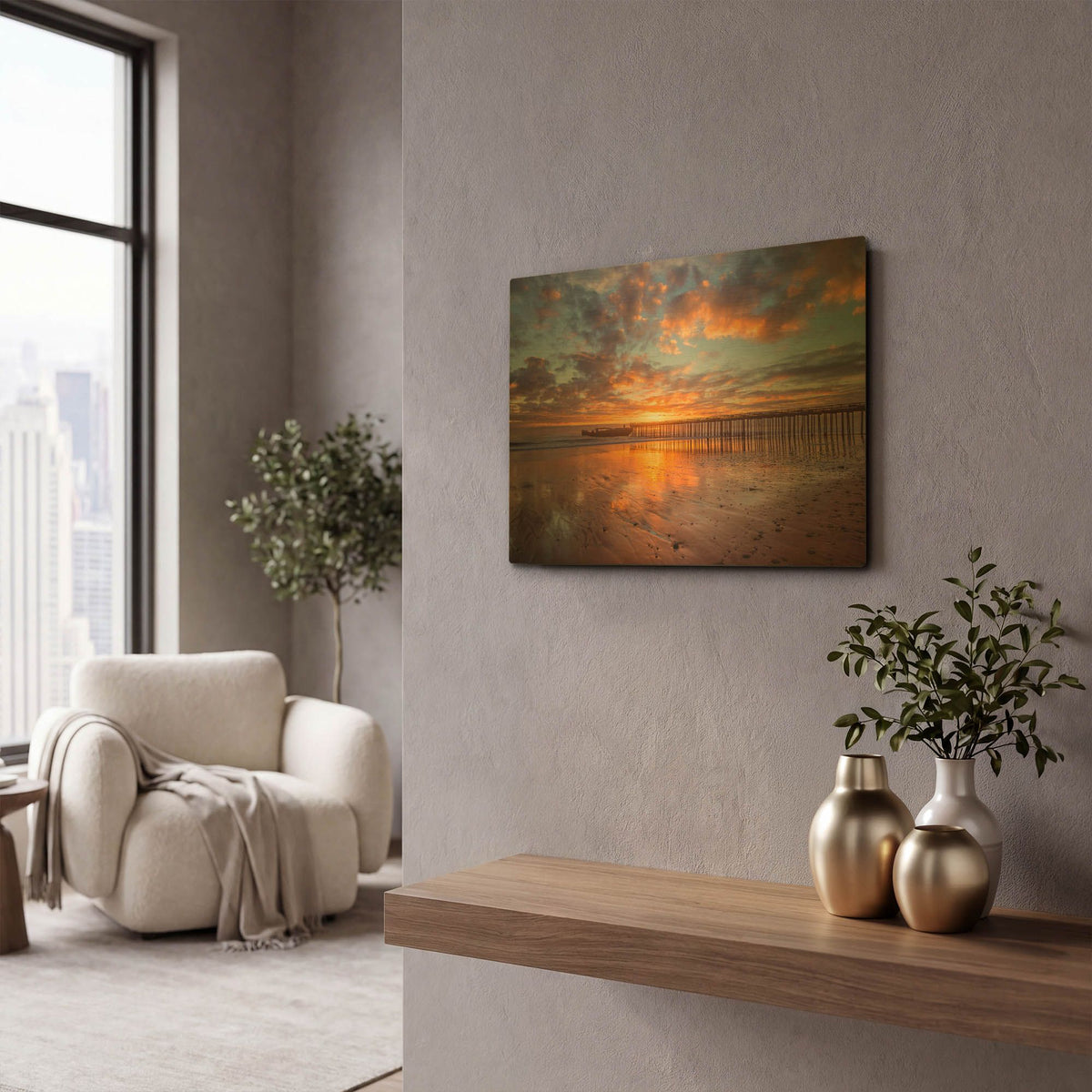'Cement Ship Sunset' By John Gavrilis Gold Metal Wall Art