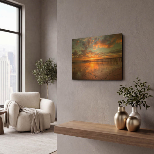 'Cement Ship Sunset' By John Gavrilis Gold Metal Wall Art