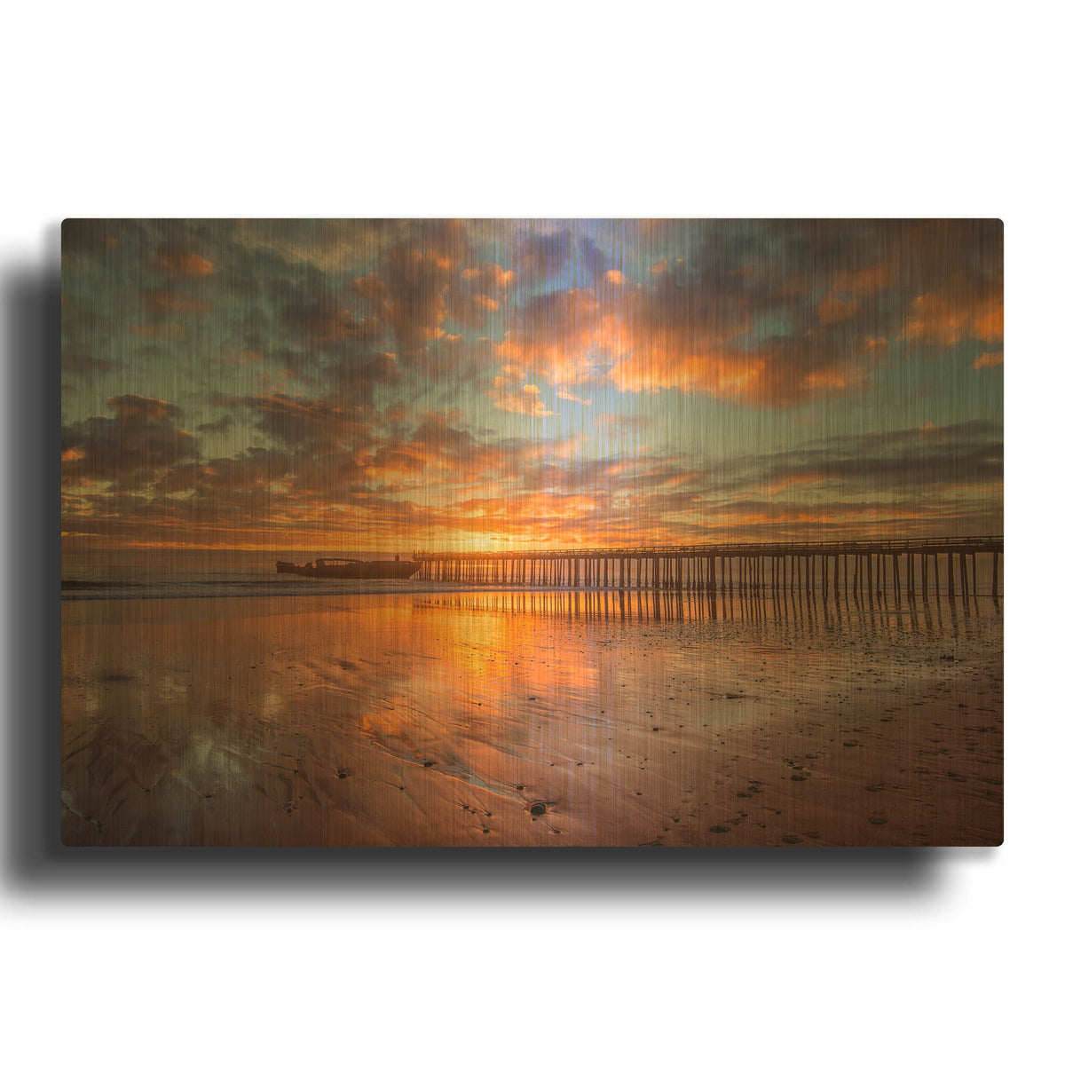 'Cement Ship Sunset' By John Gavrilis Gold Metal Wall Art