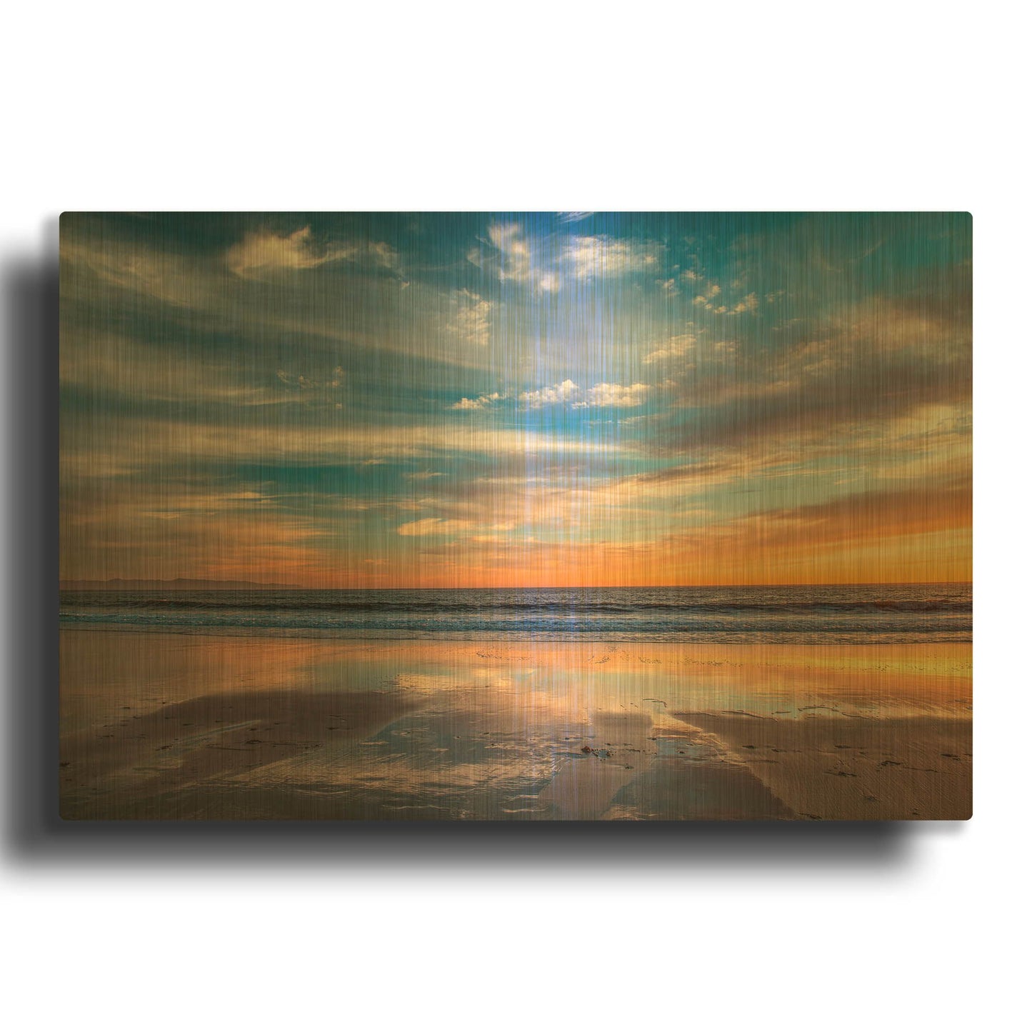 'Cloud Reflections Twin Lakes Beach' By John Gavrilis Gold Metal Wall Art