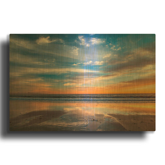 'Cloud Reflections Twin Lakes Beach' By John Gavrilis Gold Metal Wall Art