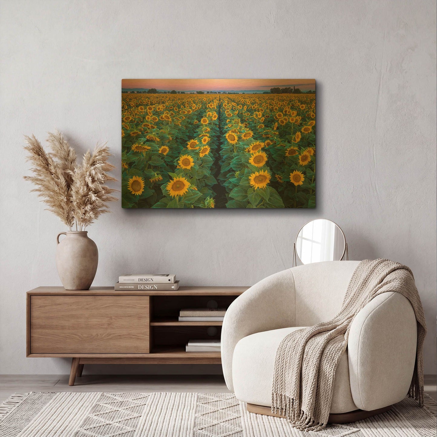 'Dawn Sunflowers' By John Gavrilis Gold Metal Wall Art