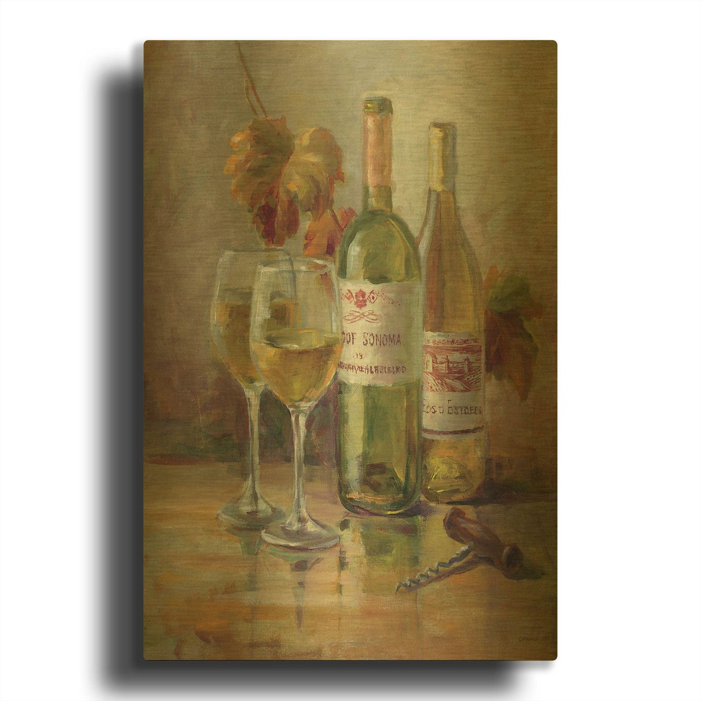 'Opening the Wine II' By Danhui Nai Gold Metal Wall Art