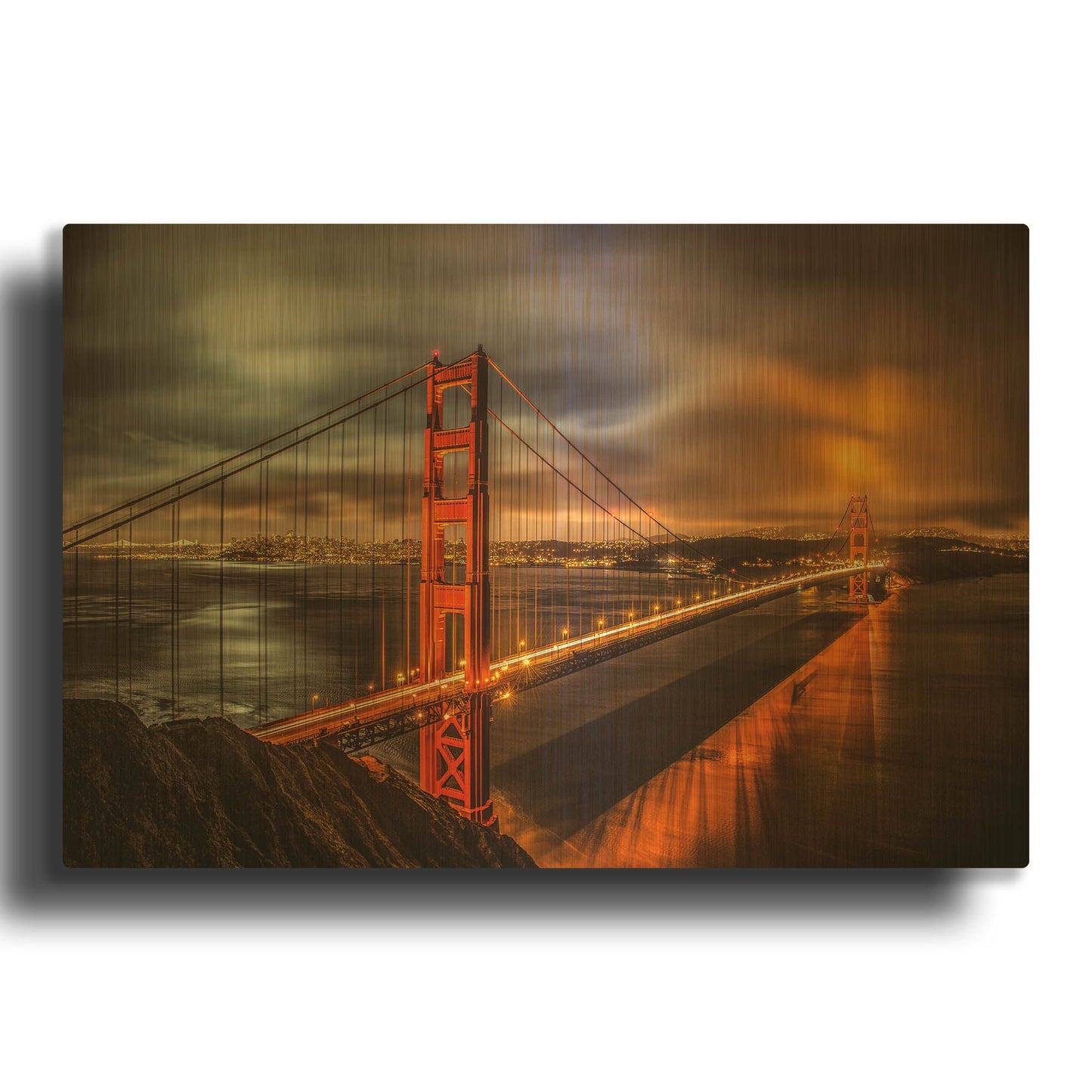'Golden Gate Evening' By John Gavrilis Gold Metal Wall Art