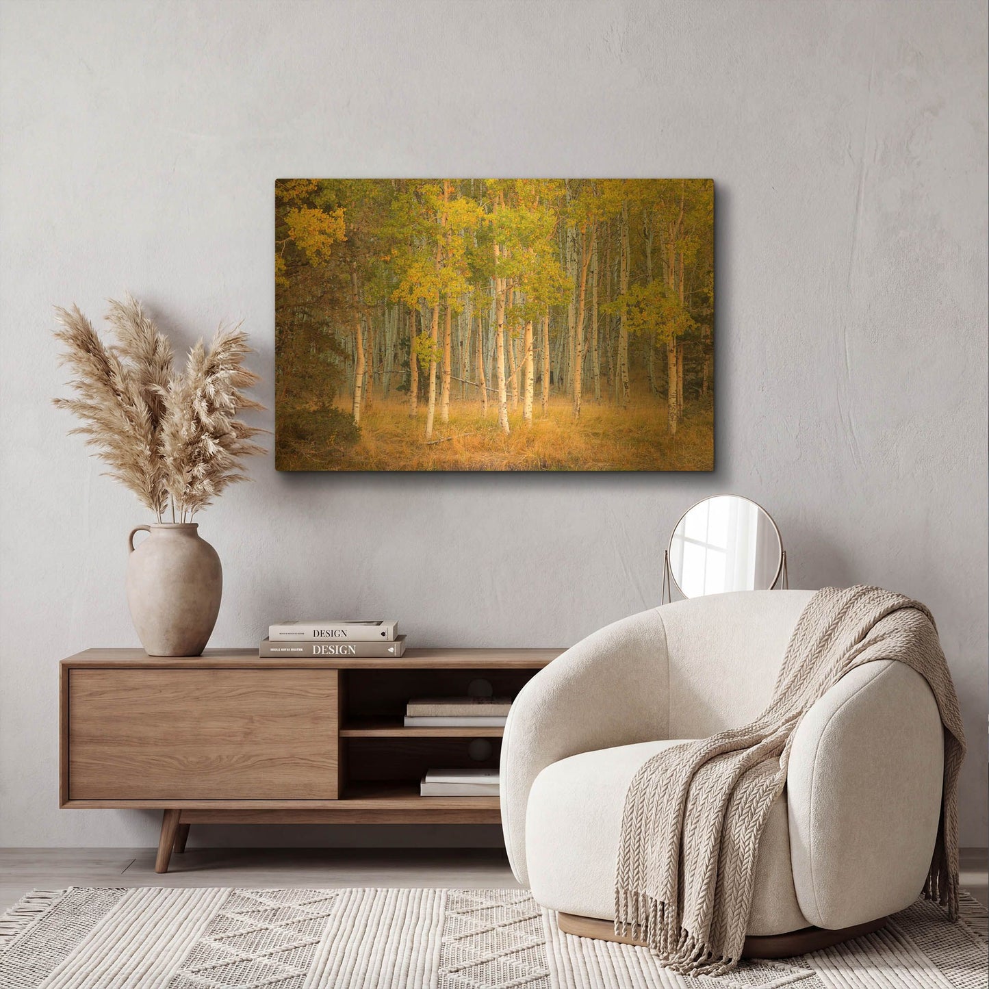 'June Lake Aspen' By John Gavrilis Gold Metal Wall Art