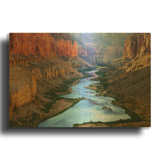 'Mile 52 Colorado River' By John Gavrilis Gold Metal Wall Art