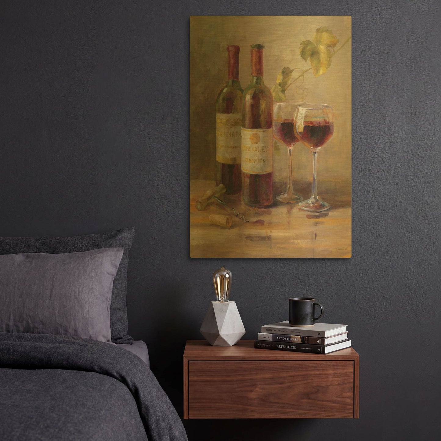 'Opening the Wine I' By Danhui Nai Gold Metal Wall Art