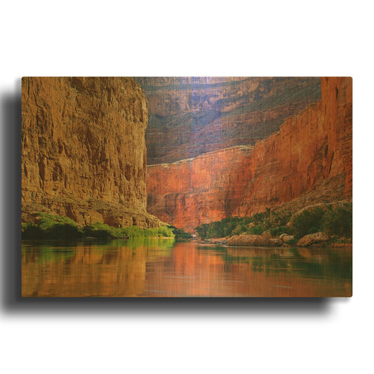 'Red Wall Gorge' By John Gavrilis Gold Metal Wall Art