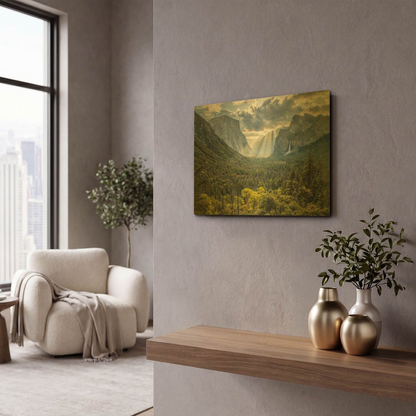 'Tunnel View Sun Rays' By John Gavrilis Gold Metal Wall Art