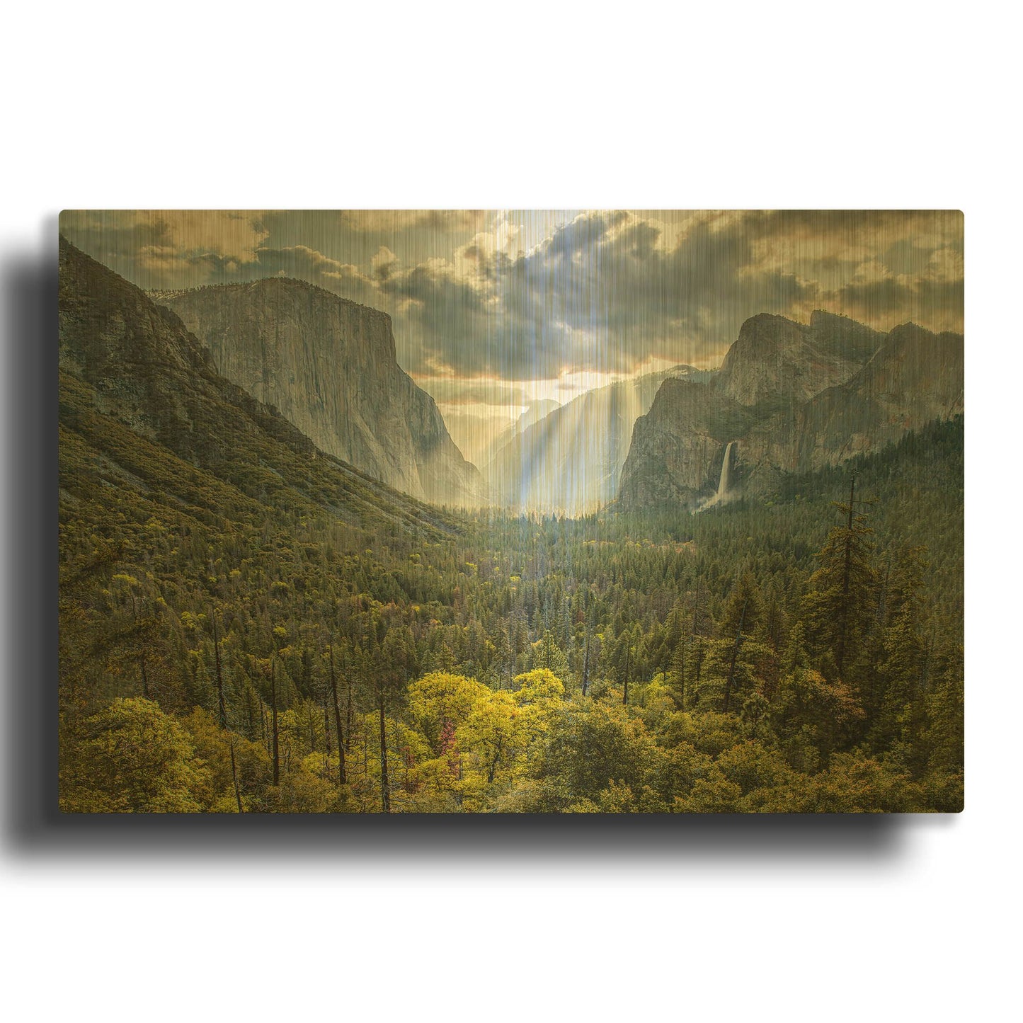 'Tunnel View Sun Rays' By John Gavrilis Gold Metal Wall Art