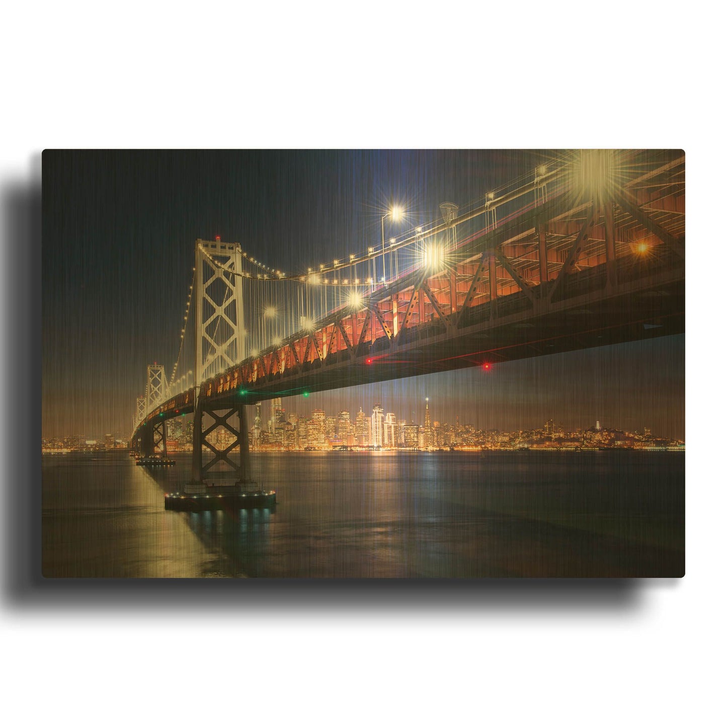 'Under The Bay Bridge' By John Gavrilis Gold Metal Wall Art