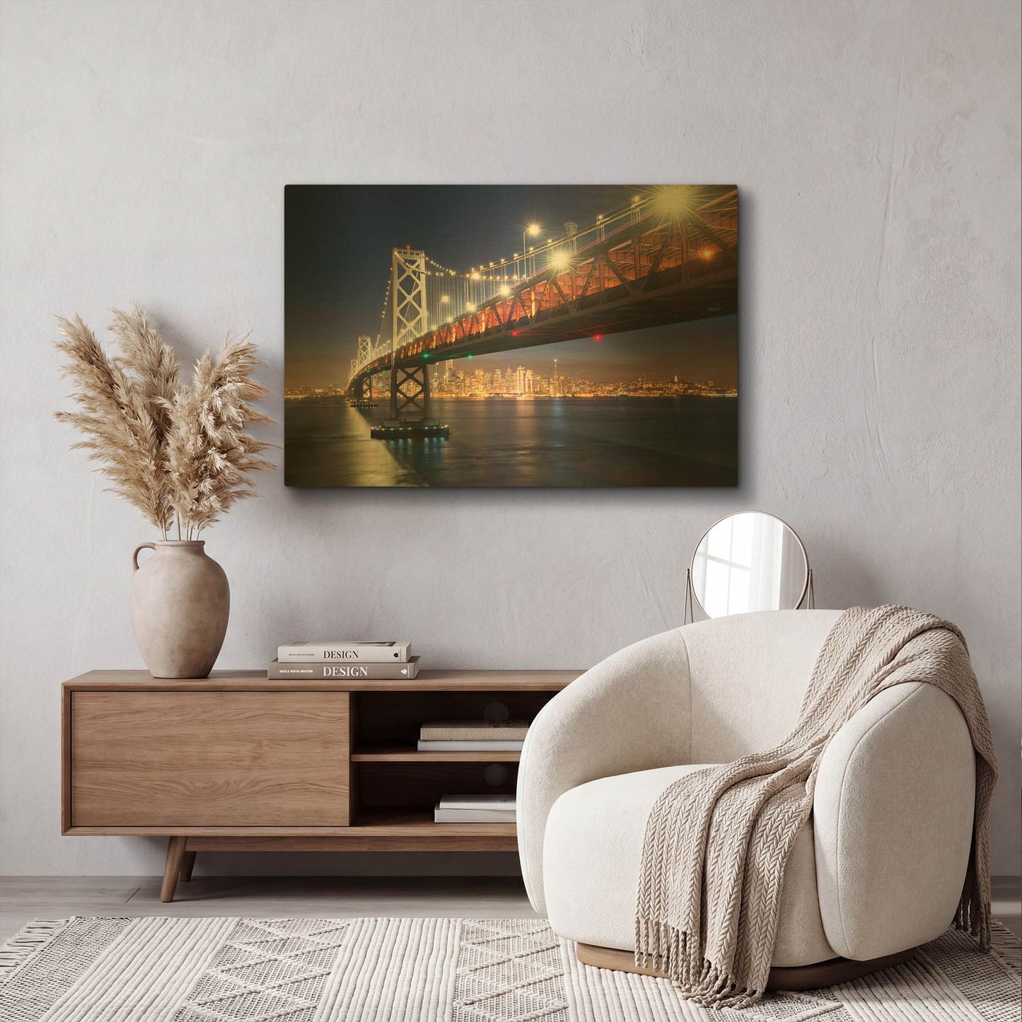 'Under The Bay Bridge' By John Gavrilis Gold Metal Wall Art