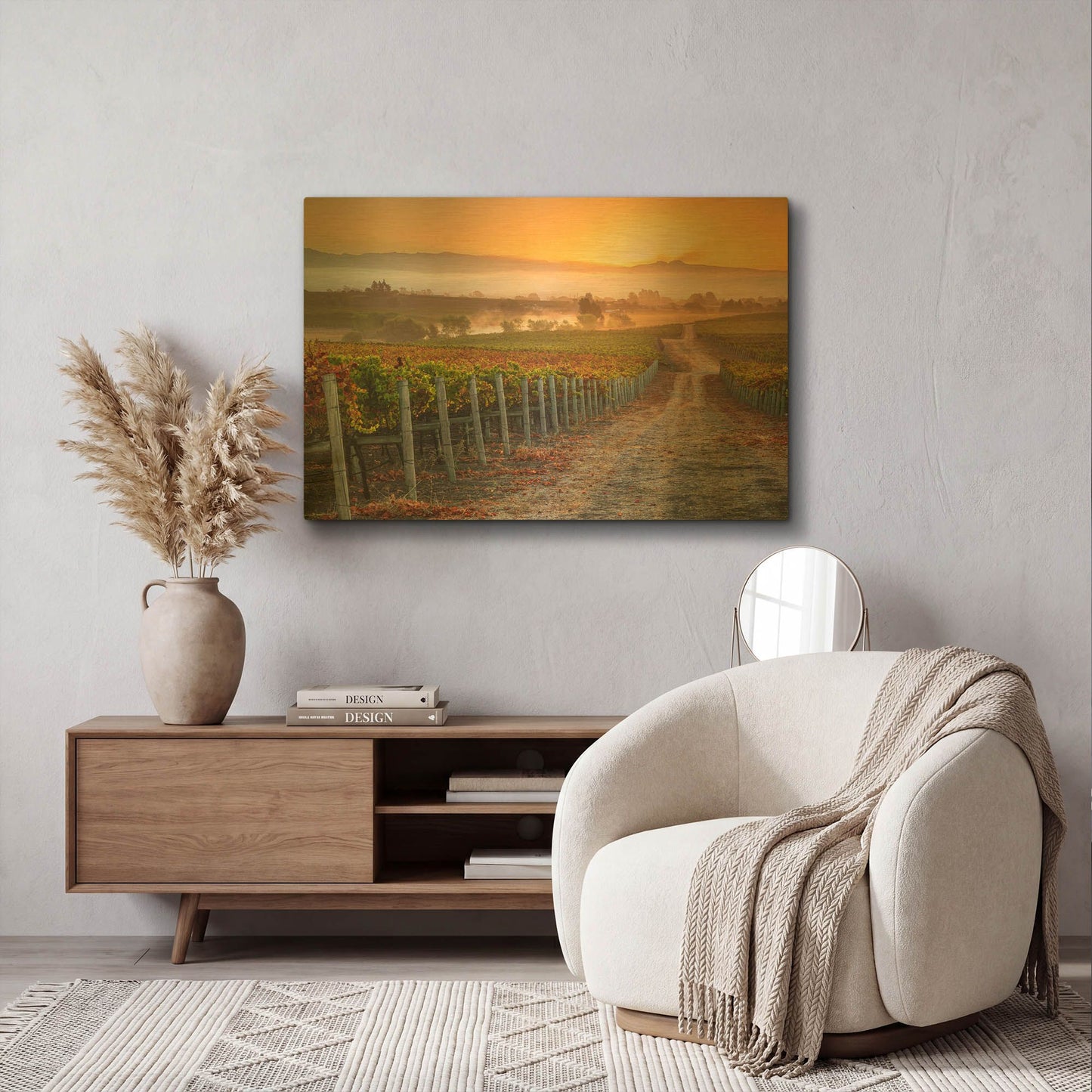 'Vineyard Sunrise' By John Gavrilis Gold Metal Wall Art