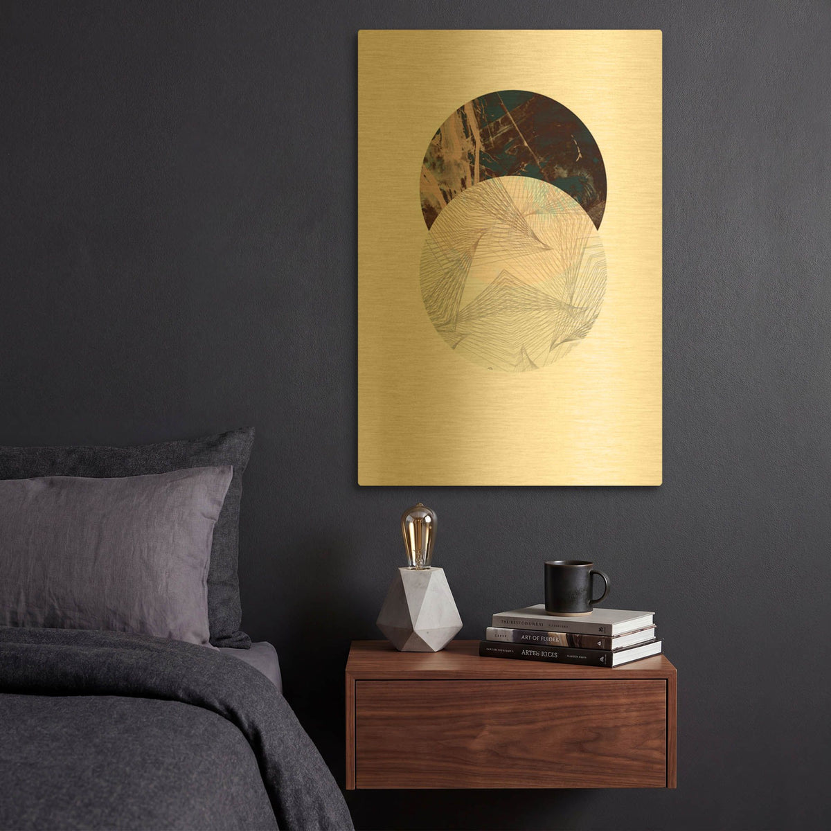 'Abstract Circle' By GeoMania Gold Metal Wall Art
