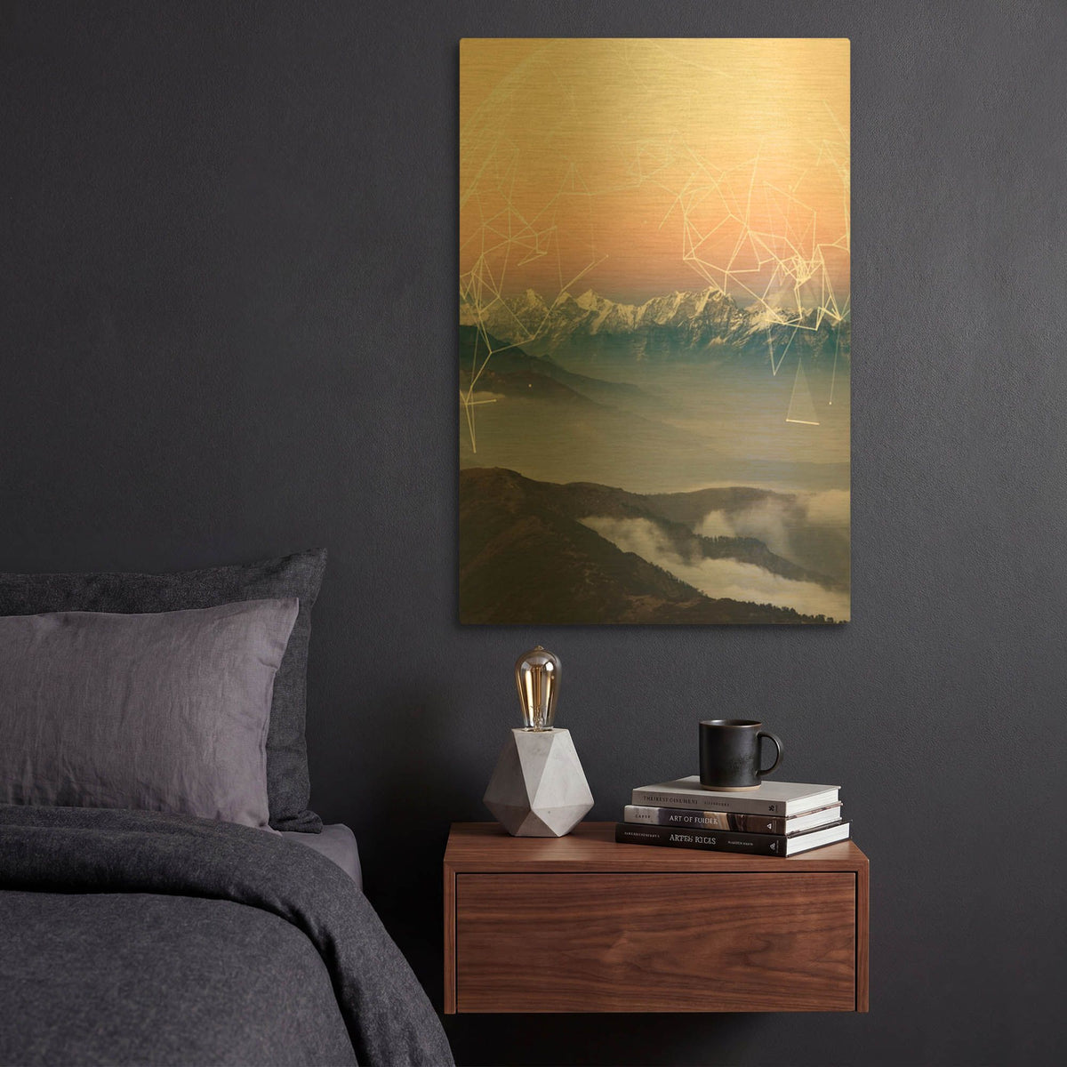 'Geo Mountain' By GeoMania Gold Metal Wall Art