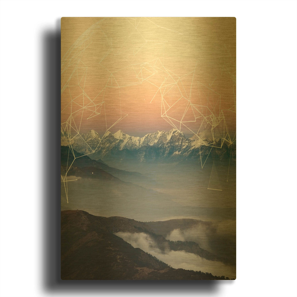 'Geo Mountain' By GeoMania Gold Metal Wall Art