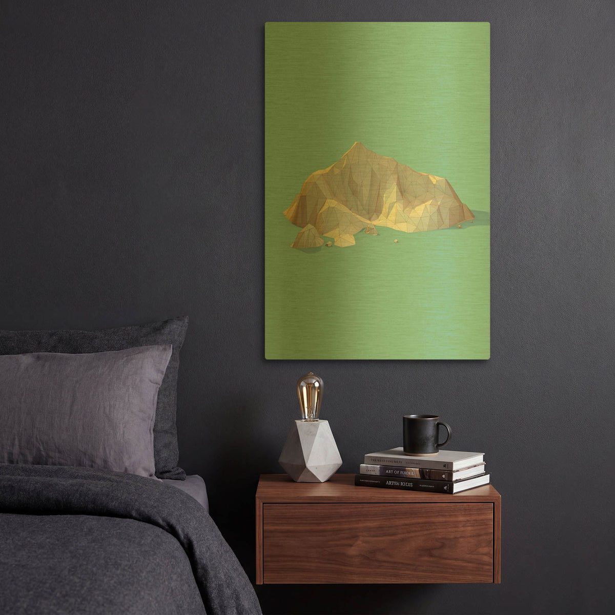 'Low Poly Mountain 4' By GeoMania Gold Metal Wall Art