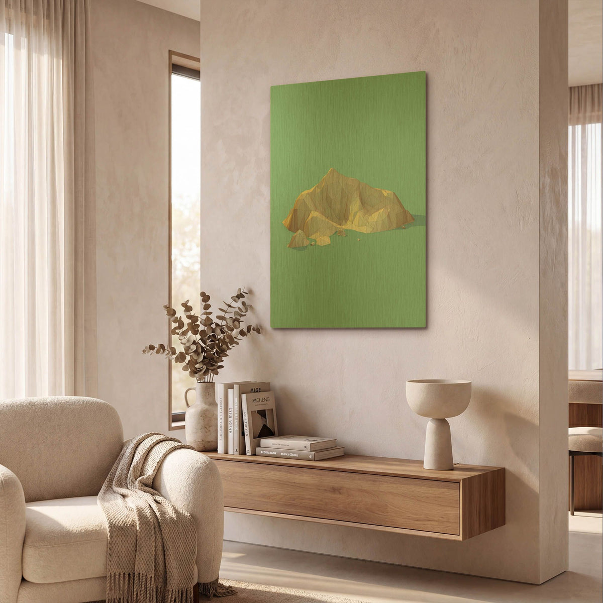 'Low Poly Mountain 4' By GeoMania Gold Metal Wall Art