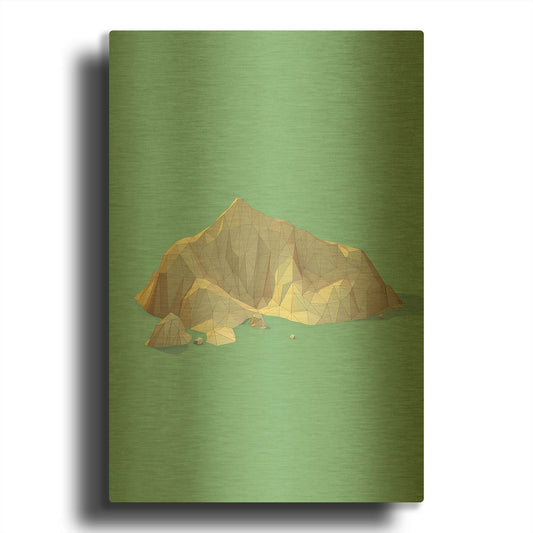 'Low Poly Mountain 4' By GeoMania Gold Metal Wall Art