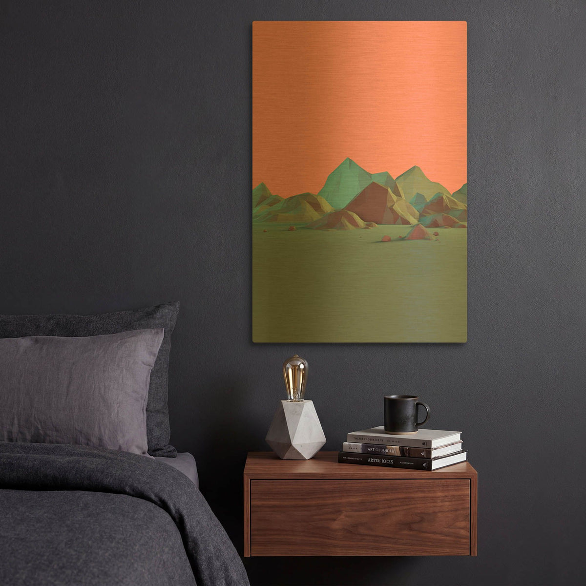'Low Poly Mountain 6' By GeoMania Gold Metal Wall Art