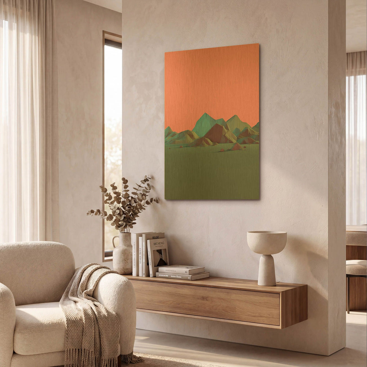 'Low Poly Mountain 6' By GeoMania Gold Metal Wall Art