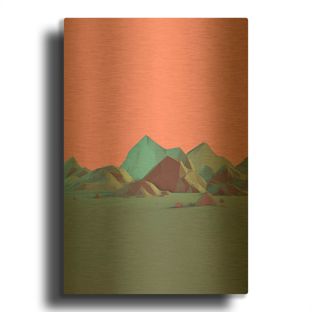 'Low Poly Mountain 6' By GeoMania Gold Metal Wall Art