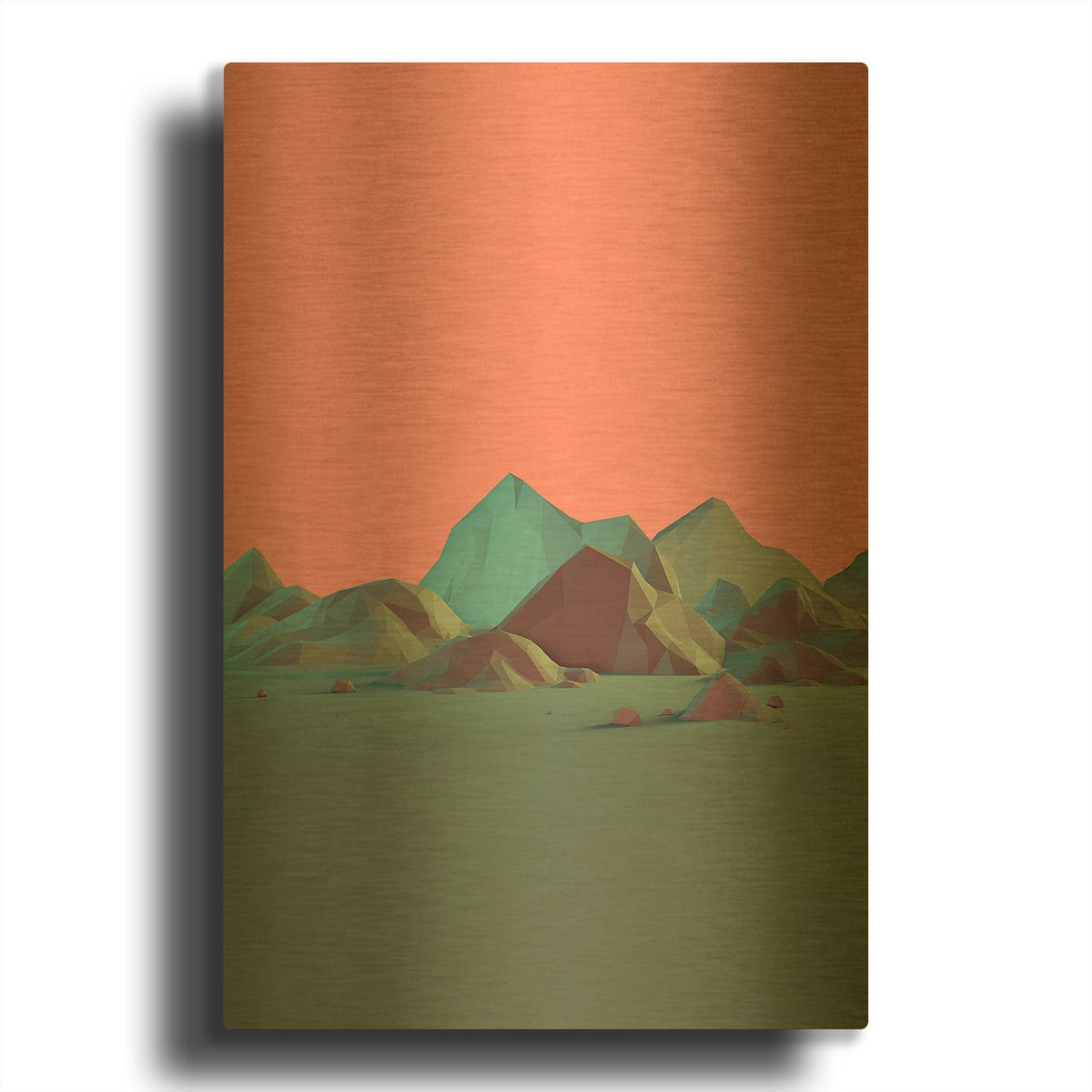 'Low Poly Mountain 6' By GeoMania Gold Metal Wall Art