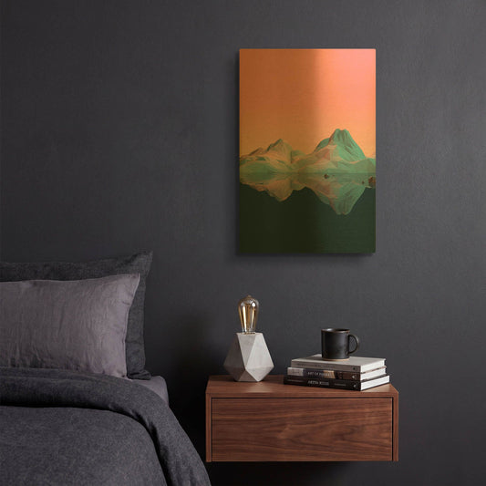 'Low Poly Mountain 7' By GeoMania Gold Metal Wall Art