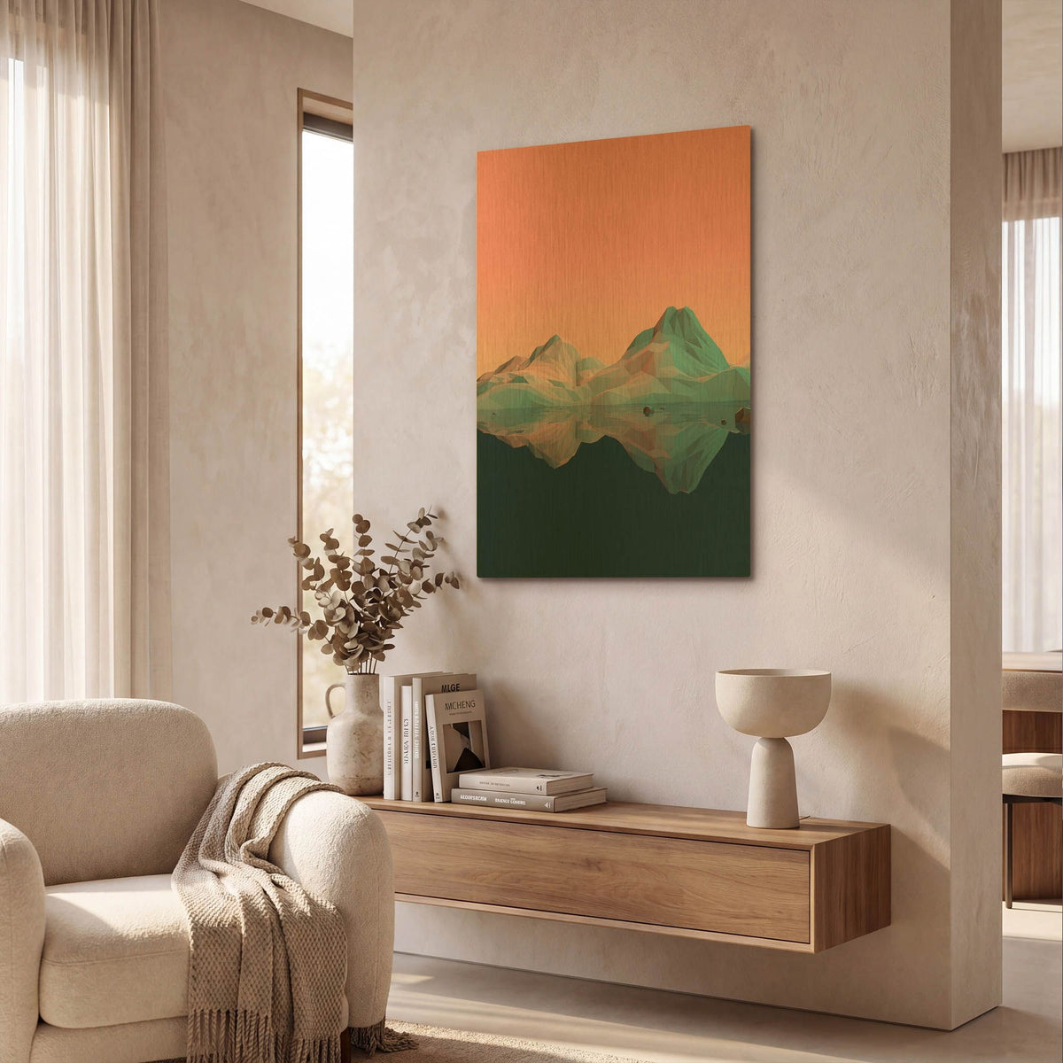 'Low Poly Mountain 7' By GeoMania Gold Metal Wall Art