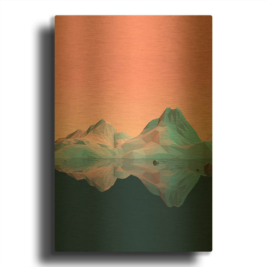 'Low Poly Mountain 7' By GeoMania Gold Metal Wall Art