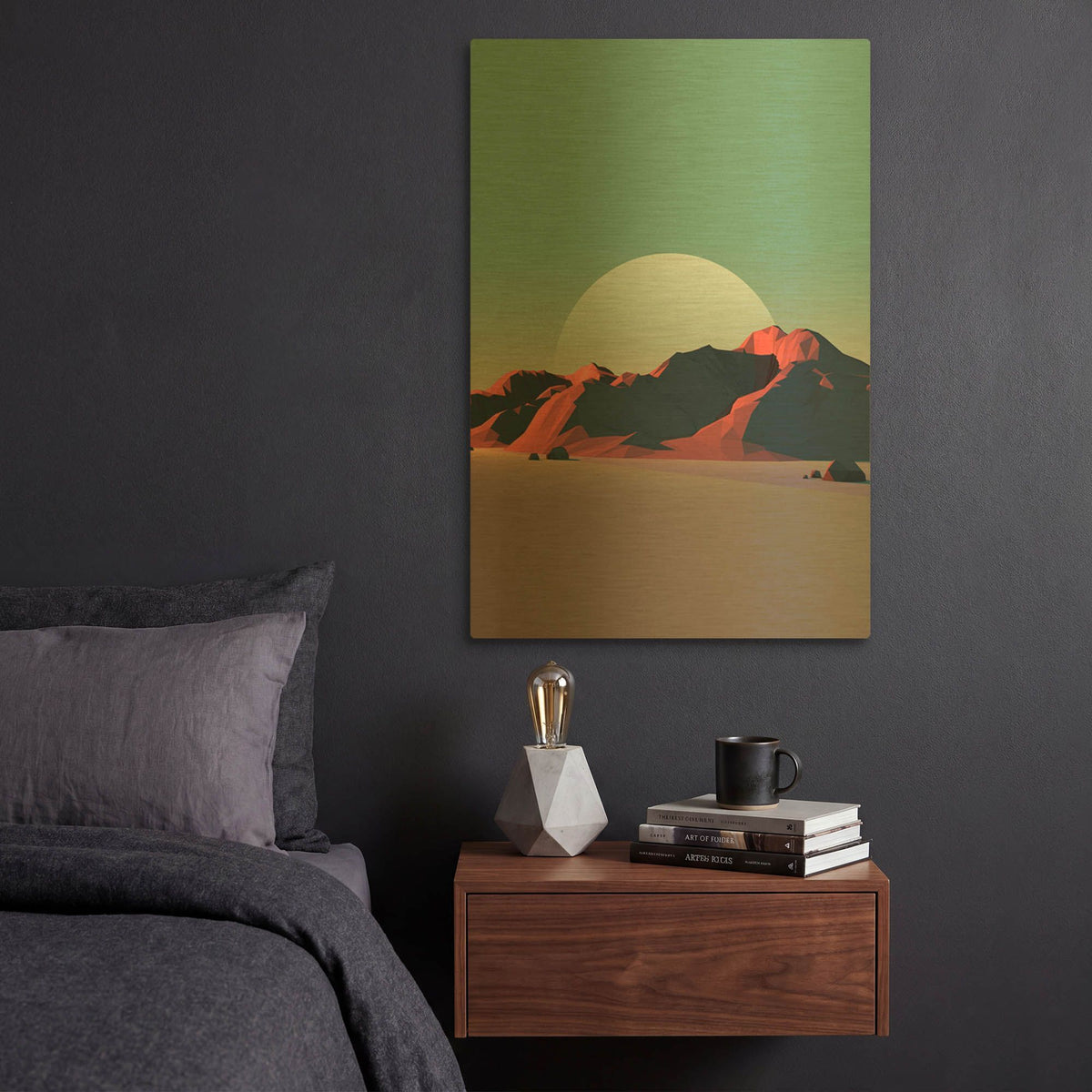 'Low Poly Mountain 8' By GeoMania Gold Metal Wall Art
