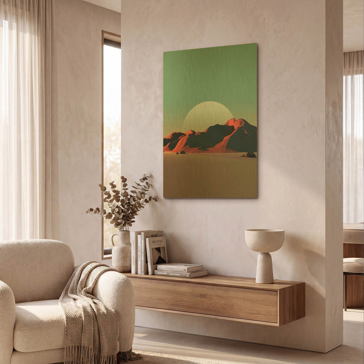 'Low Poly Mountain 8' By GeoMania Gold Metal Wall Art