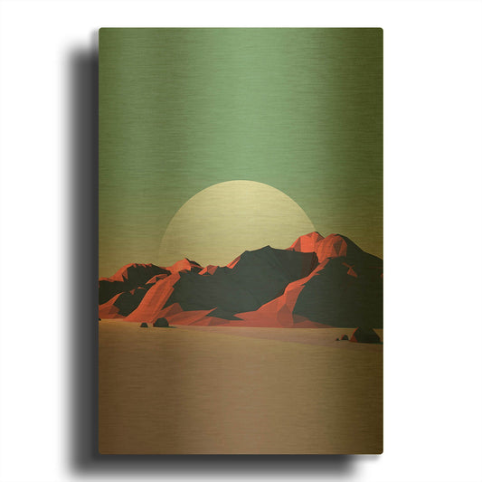 'Low Poly Mountain 8' By GeoMania Gold Metal Wall Art