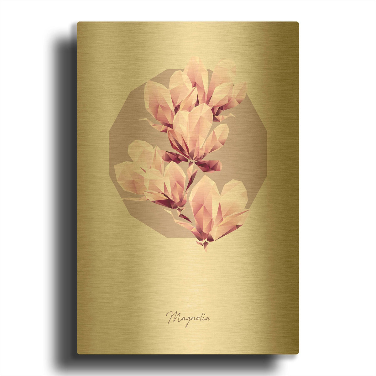 'Poly Magnolia' By GeoMania Gold Metal Wall Art