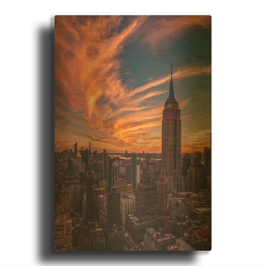 '9-11 New York Sunset' By Bruce Getty Gold Metal Wall Art