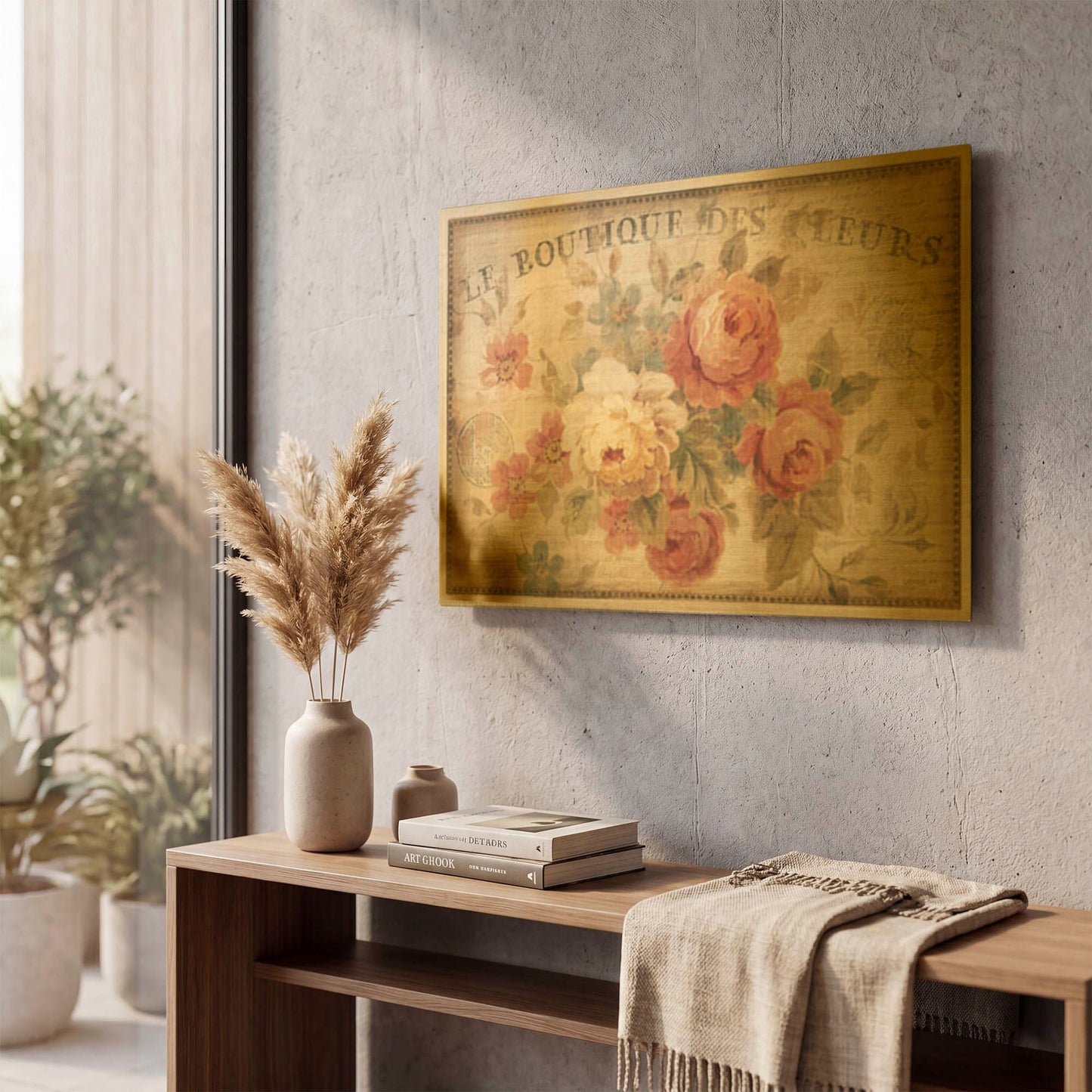 'Parisian Flowers III' By Danhui Nai Gold Metal Wall Art
