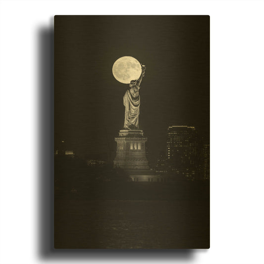'Full Moon New York' By Bruce Getty Gold Metal Wall Art