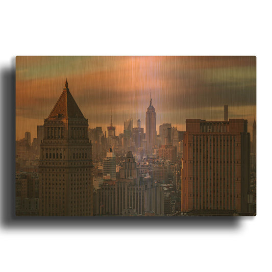 'Golden Light New York Low Clouds' By Bruce Getty Gold Metal Wall Art